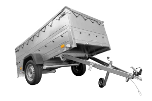 Grande remorque 230x125 avec bâche plate grise, rehausses de ridelles et roue jockey - Garden Trailer 230 KIPP