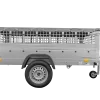 Grande remorque 230x125 avec bâche plate, ridelles grillagées, roue jockey et tiges de support bâche - Garden Trailer 230 KIPP