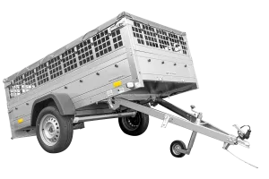 Grande remorque 230x125 avec bâche plate, ridelles grillagées, roue jockey et tiges de support bâche - Garden Trailer 230 KIPP