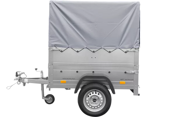 Haute remorque avec bâche 150x106 [bâche grise, arceau, rehausses de ridelles et roue jockey] Garden Trailer 150 KIPP