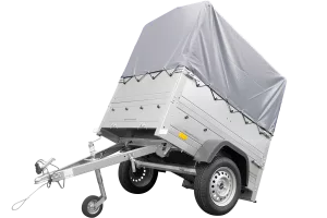Haute remorque avec bâche 150x106 [bâche grise, arceau, rehausses de ridelles et roue jockey] Garden Trailer 150 KIPP