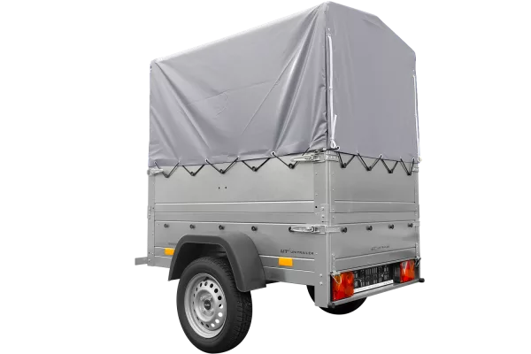 Haute remorque avec bâche 150x106 [bâche grise, arceau, rehausses de ridelles et roue jockey] Garden Trailer 150 KIPP