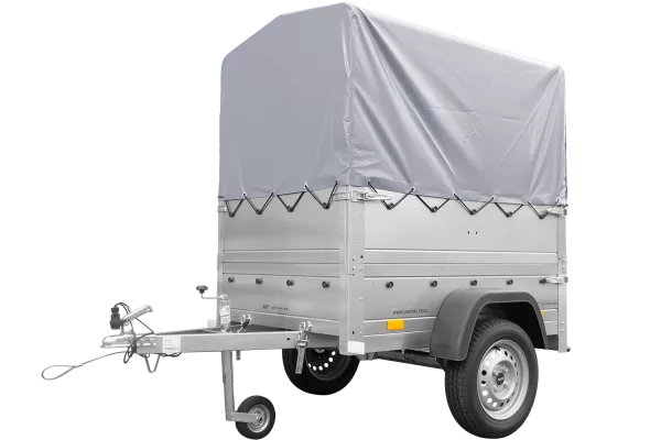 Haute remorque avec bâche 150x106 [bâche grise, arceau, rehausses de ridelles et roue jockey] Garden Trailer 150 KIPP