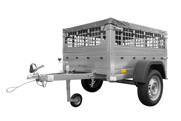 Petite remorque à vendre - Garden Trailer 150 KIPP [avec bâche plate grise, roue jockey]