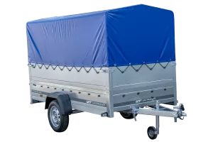 REMORQUE 264 KIPP AVEC ROUE JOCKEY, CÔTÉS RIDELLES SUPPLÉMENTAIRES, CHÂSSIS H-800 ET BACHE BLEUE