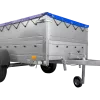 REMORQUE DE JARDIN 230 KIPP AVEC ROUE JOINTE, GLISSIÈRES BIS ET BÂCHE PLATE BLEUE