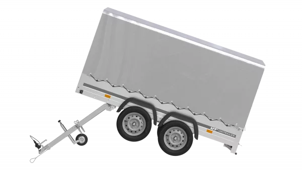 REMORQUE DE JARDIN 264/2 KIPP AVEC ROUE DE SUPPORT, CADRE H-1100 BACHE GRISE