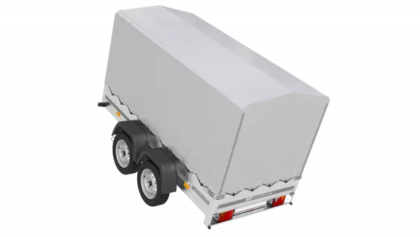 REMORQUE DE JARDIN 264/2 KIPP AVEC ROUE DE SUPPORT, CADRE H-1100 BACHE GRISE