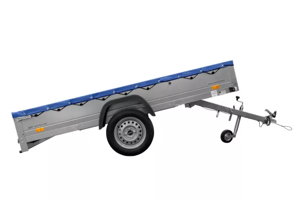 REMORQUE DE JARDIN 264 KIPP AVEC ROUE JOINTE, CHÂSSIS H-0 ET BÂCHE BLEUE