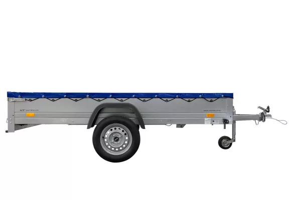 REMORQUE DE JARDIN 264 KIPP AVEC ROUE JOINTE, CHÂSSIS H-0 ET BÂCHE BLEUE
