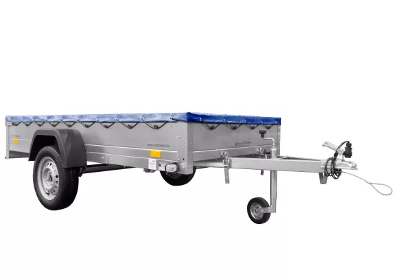 REMORQUE DE JARDIN 264 KIPP AVEC ROUE JOINTE, CHÂSSIS H-0 ET BÂCHE BLEUE