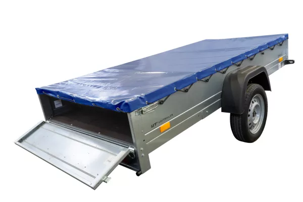 REMORQUE DE JARDIN 264 KIPP AVEC ROUE JOINTE, CHÂSSIS H-0 ET BÂCHE BLEUE
