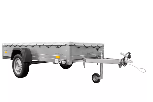 REMORQUE DE JARDIN 264 KIPP AVEC ROUE JOINTE, CHÂSSIS H-0 ET BÂCHE GRISE