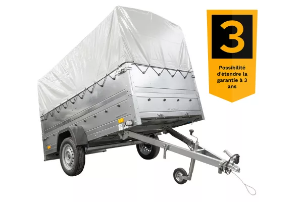 REMORQUE DE JARDIN 264 KIPP AVEC ROUE JOINTE, GLISSIÈRES BIS, CHÂSSIS H-800 ET COUVERCLE GRIS