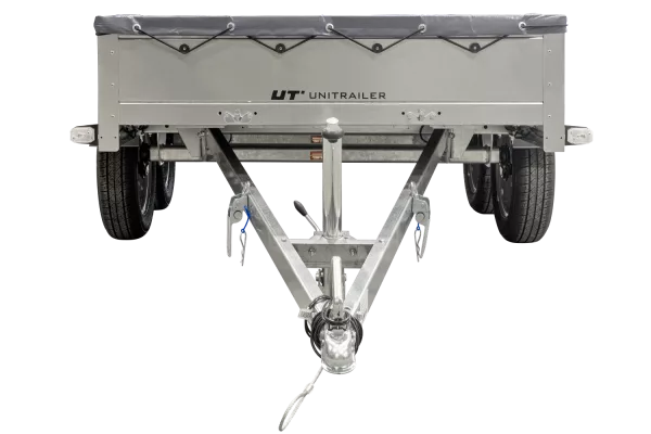 REMORQUE UNITRAILER 264/2 KIPP AVEC ROUE JOCKEY, TIGE DE SUPPORT DE BÂCHE ET BÂCHE PLATE GRISE