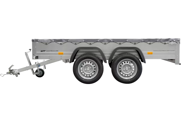 REMORQUE UNITRAILER 264/2 KIPP AVEC ROUE JOCKEY, TIGE DE SUPPORT DE BÂCHE ET BÂCHE PLATE GRISE