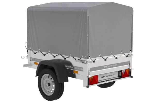 Remorque 1 essieu 150x106 bâche + arceau, PTAC 500 kg Garden Trailer 150 KIPP [avec roue jockey]