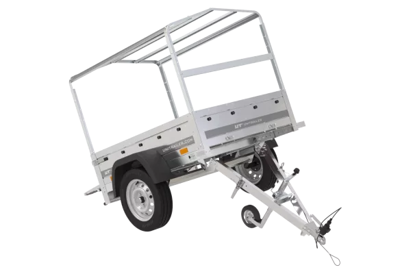 Remorque 1 essieu 150x106 bâche + arceau, PTAC 500 kg Garden Trailer 150 KIPP [avec roue jockey]