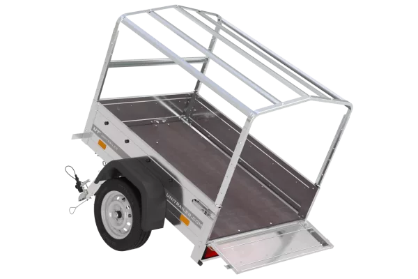 Remorque 1 essieu 150x106 bâche + arceau, PTAC 500 kg Garden Trailer 150 KIPP [avec roue jockey]