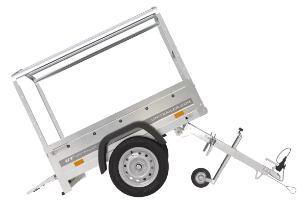 Remorque 1 essieu 150x106 bâche + arceau, PTAC 500 kg Garden Trailer 150 KIPP [avec roue jockey]