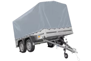 Remorque à deux essieux 264x150 UNITRAILER GARDEN 265/2 KIPP avec châssis H-1100 et bâche grise