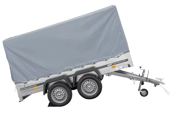 Remorque à deux essieux 264x150 UNITRAILER GARDEN 265/2 KIPP avec châssis H-1100 et bâche grise