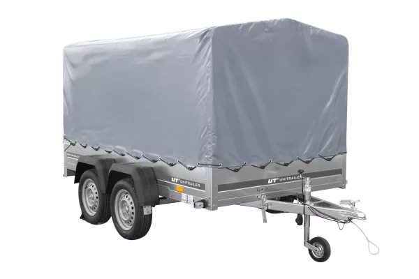 Remorque à deux essieux 264x150 UNITRAILER GARDEN 265/2 KIPP avec châssis H-1100 et bâche grise
