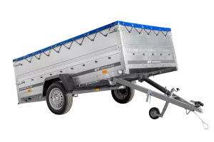 Remorque à essieu simple 264x150 UNITRAILER GARDEN 265 KIPP avec ridelles BIS, châssis H-0 et bâche bleue