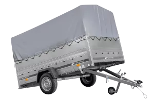 Remorque à essieu simple 264x150 UNITRAILER GARDEN 265 KIPP avec ridelles supplémentaires, arceau H-800 et bâche grise