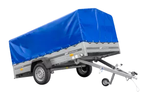 Remorque à un essieu 264x150 UNITRAILER GARDEN 265 KIPP avec arceau H-800 et bâche bleue