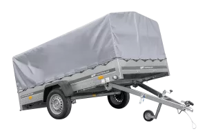 Remorque à un essieu 264x150 UNITRAILER GARDEN 265 KIPP avec arceau H-800 et bâche grise