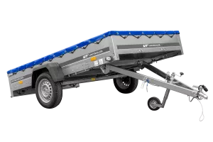 Remorque à un essieu 264x150 UNITRAILER GARDEN 265 KIPP avec châssis H-0 et bâche bleue