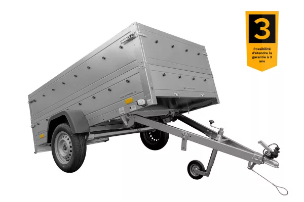 Remorque auto avec rehausses de ridelles et roue jockey Garden Trailer 230 KIPP 2,30 x 1,25 m Unitrailer