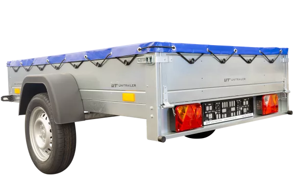 Remorque galvanisée 200x125 cm Garden Trailer 201 KIPP [avec roue jockey, bâche plate bleue et tiges de support pour la bâche plate]