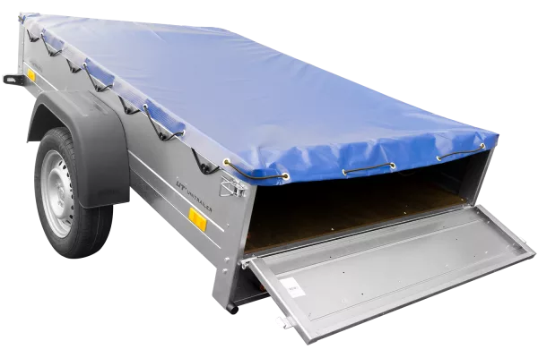 Remorque galvanisée 200x125 cm Garden Trailer 201 KIPP [avec roue jockey, bâche plate bleue et tiges de support pour la bâche plate]