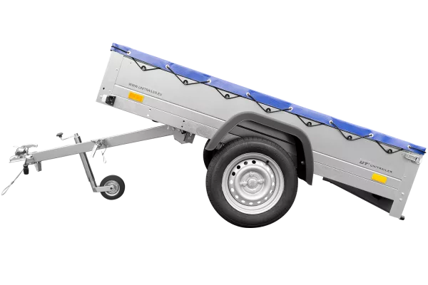 Remorque galvanisée 200x125 cm Garden Trailer 201 KIPP [avec roue jockey, bâche plate bleue et tiges de support pour la bâche plate]