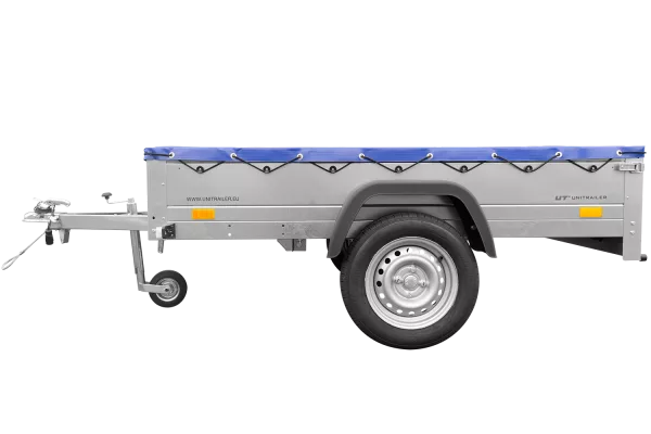 Remorque galvanisée 200x125 cm Garden Trailer 201 KIPP [avec roue jockey, bâche plate bleue et tiges de support pour la bâche plate]