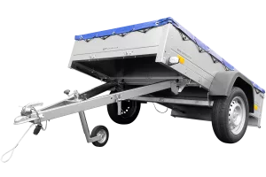 Remorque galvanisée 200x125 cm Garden Trailer 201 KIPP [avec roue jockey, bâche plate bleue et tiges de support pour la bâche plate]