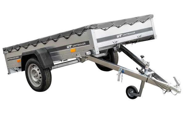 Remorque galvanisée 230 x 125 cm Garden Trailer 230 KIPP [avec roue jockey, bâche plate et tiges de support bâche]