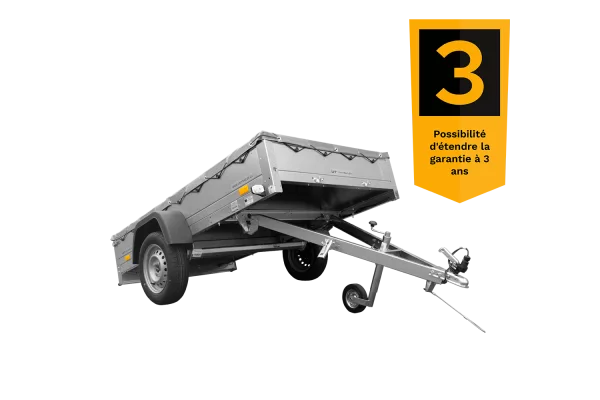 Remorque galvanisée 230 x 125 cm Garden Trailer 230 KIPP [avec roue jockey, bâche plate et tiges de support bâche]
