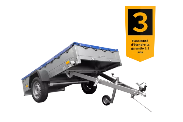 Remorque galvanisée 230 x 125 cm Garden Trailer 230 KIPP [avec roue jockey, bâche plate et tiges de support bâche]