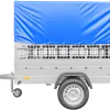 Remorque neuve à vendre Garden Trailer 201 KIPP 500 kg 200x125 cm [avec bâche haute bleue, arceau, ridelles grillagées et roue jockey]