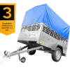Remorque neuve à vendre Garden Trailer 201 KIPP 500 kg 200x125 cm [avec bâche haute bleue, arceau, ridelles grillagées et roue jockey]