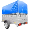 Remorque neuve à vendre Garden Trailer 201 KIPP 500 kg 200x125 cm [avec bâche haute bleue, arceau, ridelles grillagées et roue jockey]
