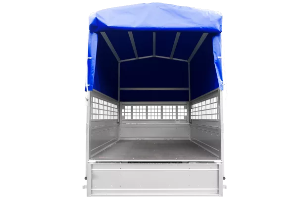 Remorque neuve à vendre Garden Trailer 201 KIPP 500 kg 200x125 cm [avec bâche haute bleue, arceau, ridelles grillagées et roue jockey]