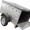 Remorque petite à vendre à benne basculante - Garden Trailer 150 KIPP [avec rehausses de ridelles et bâche plate grise]