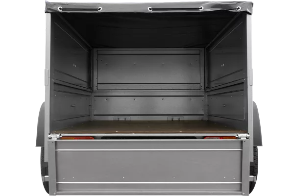 Remorque petite à vendre à benne basculante - Garden Trailer 150 KIPP [avec rehausses de ridelles et bâche plate grise]