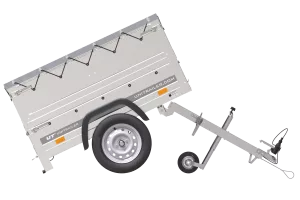 Remorque petite à vendre à benne basculante - Garden Trailer 150 KIPP [avec rehausses de ridelles et bâche plate grise]