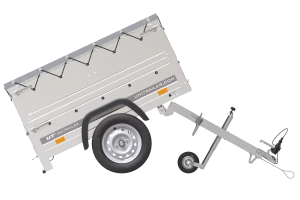 Remorque petite à vendre à benne basculante - Garden Trailer 150 KIPP [avec rehausses de ridelles et bâche plate grise]