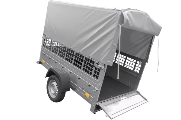 Remorque pour permis B Garden Trailer 201 KIPP 500 kg 200 x 125 cm [avec rehausses grillagées, bâche haute, arceau et roue jockey]